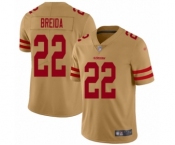Women's San Francisco 49ers #22 Matt Breida Limited Gold Inverted Legend Football Jersey