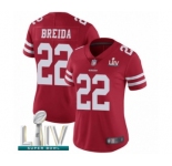 Women's San Francisco 49ers #22 Matt Breida Red Team Color Vapor Untouchable Limited Player Super Bowl LIV Bound Football Jersey