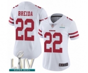 Women's San Francisco 49ers #22 Matt Breida White Vapor Untouchable Limited Player Super Bowl LIV Bound Football Jersey