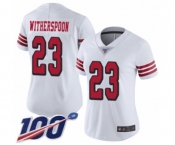 Women's San Francisco 49ers #23 Ahkello Witherspoon Limited White Rush Vapor Untouchable 100th Season Football Jersey