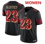 Women's San Francisco 49ers #23 Christian McCaffrey Black 2025 F.U.S.E. “Rivalries” Vapor Limited Stitched Football Jersey