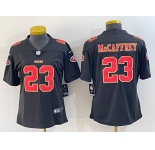 Women's San Francisco 49ers #23 Christian McCaffrey Black Red Fashion Vapor Limited Stitched Jersey