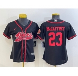 Women's San Francisco 49ers #23 Christian McCaffrey Black With Patch Cool Base Stitched Baseball Jersey