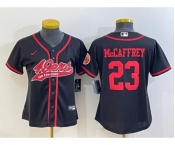 Women's San Francisco 49ers #23 Christian McCaffrey Black With Patch Cool Base Stitched Baseball Jersey