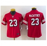 Women's San Francisco 49ers #23 Christian McCaffrey New Red 2023 F.U.S.E. Vapor Untouchable Football Stitched Jersey