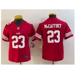 Women's San Francisco 49ers #23 Christian McCaffrey Red 2023 F.U.S.E. Vapor Untouchable Football Stitched Jersey