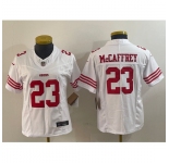 Women's San Francisco 49ers #23 Christian McCaffrey White 2023 F.U.S.E. Vapor Untouchable Football Stitched Jersey