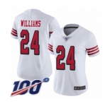 Women's San Francisco 49ers #24 K'Waun Williams Limited White Rush Vapor Untouchable 100th Season Football Jersey