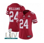 Women's San Francisco 49ers #24 K'Waun Williams Red Team Color Vapor Untouchable Limited Player Super Bowl LIV Bound Football Jersey