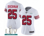 Women's San Francisco 49ers #25 Richard Sherman Limited White Rush Vapor Untouchable Super Bowl LIV Bound Football Jersey