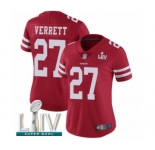Women's San Francisco 49ers #27 Jason Verrett Red Team Color Vapor Untouchable Limited Player Super Bowl LIV Bound Football Jersey