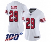 Women's San Francisco 49ers #29 Jaquiski Tartt Limited White Rush Vapor Untouchable 100th Season Football Jersey