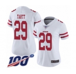 Women's San Francisco 49ers #29 Jaquiski Tartt White Vapor Untouchable Limited Player 100th Season Football Jersey