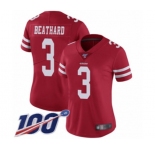 Women's San Francisco 49ers #3 C. J. Beathard Red Team Color Vapor Untouchable Limited Player 100th Season Football Jersey