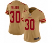Women's San Francisco 49ers #30 Jeff Wilson Limited Gold Inverted Legend Football Jersey