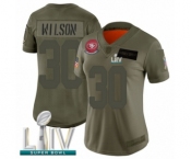 Women's San Francisco 49ers #30 Jeff Wilson Limited Olive 2019 Salute to Service Super Bowl LIV Bound Football Jersey
