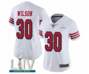 Women's San Francisco 49ers #30 Jeff Wilson Limited White Rush Vapor Untouchable Super Bowl LIV Bound Football Jersey