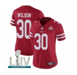 Women's San Francisco 49ers #30 Jeff Wilson Red Team Color Vapor Untouchable Limited Player Super Bowl LIV Bound Football Jersey
