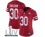 Women's San Francisco 49ers #30 Jeff Wilson Red Team Color Vapor Untouchable Limited Player Super Bowl LIV Bound Football Jersey