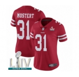 Women's San Francisco 49ers #31 Raheem Mostert Red Team Color Vapor Untouchable Limited Player Super Bowl LIV Bound Football Jersey