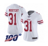Women's San Francisco 49ers #31 Raheem Mostert White Vapor Untouchable Limited Player 100th Season Football Jersey