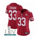 Women's San Francisco 49ers #33 Roger Craig Red Team Color Vapor Untouchable Limited Player Super Bowl LIV Bound Football Jersey