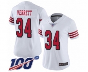 Women's San Francisco 49ers #34 Jason Verrett Limited White Rush Vapor Untouchable 100th Season Football Jersey