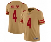 Women's San Francisco 49ers #4 Nick Mullens Limited Gold Inverted Legend Football Jersey