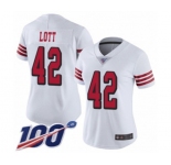 Women's San Francisco 49ers #42 Ronnie Lott Limited White Rush Vapor Untouchable 100th Season Football Jersey