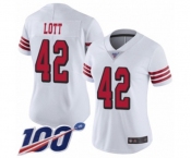 Women's San Francisco 49ers #42 Ronnie Lott Limited White Rush Vapor Untouchable 100th Season Football Jersey