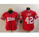 Women's San Francisco 49ers #42 Ronnie Lott Red Mexico Cool Base Stitched Baseball Jersey