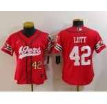 Women's San Francisco 49ers #42 Ronnie Lott Red Mexico Cool Base Stitched Baseball Jerseys