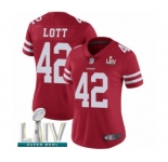 Women's San Francisco 49ers #42 Ronnie Lott Red Team Color Vapor Untouchable Limited Player Super Bowl LIV Bound Football Jersey