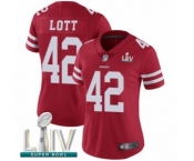 Women's San Francisco 49ers #42 Ronnie Lott Red Team Color Vapor Untouchable Limited Player Super Bowl LIV Bound Football Jersey