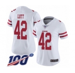 Women's San Francisco 49ers #42 Ronnie Lott White Vapor Untouchable Limited Player 100th Season Football Jersey