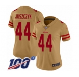Women's San Francisco 49ers #44 Kyle Juszczyk Limited Gold Inverted Legend 100th Season Football Jersey