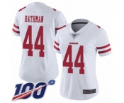 Women's San Francisco 49ers #44 Tom Rathman White Vapor Untouchable Limited Player 100th Season Football Jersey