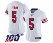 Women's San Francisco 49ers #5 Bradley Pinion Limited White Rush Vapor Untouchable 100th Season Football Jersey