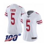 Women's San Francisco 49ers #5 Bradley Pinion White Vapor Untouchable Limited Player 100th Season Football Jersey