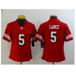 Women's San Francisco 49ers #5 Trey Lance Limited Red Rush Vapor Untouchable Football Jerseys