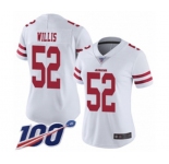 Women's San Francisco 49ers #52 Patrick Willis White Vapor Untouchable Limited Player 100th Season Football Jersey
