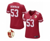 Women's San Francisco 49ers #53 NaVorro Bowman Nike Scarlet 70th Anniversary Patch Game Jersey