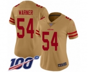Women's San Francisco 49ers #54 Fred Warner Limited Gold Inverted Legend 100th Season Football Jersey