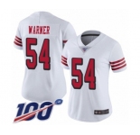 Women's San Francisco 49ers #54 Fred Warner Limited White Rush Vapor Untouchable 100th Season Football Jersey