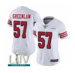 Women's San Francisco 49ers #57 Dre Greenlaw Limited White Rush Vapor Untouchable Super Bowl LIV Bound Football Jersey