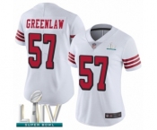 Women's San Francisco 49ers #57 Dre Greenlaw Limited White Rush Vapor Untouchable Super Bowl LIV Bound Football Jersey