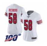 Women's San Francisco 49ers #58 Weston Richburg Limited White Rush Vapor Untouchable 100th Season Football Jersey
