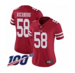 Women's San Francisco 49ers #58 Weston Richburg Red Team Color Vapor Untouchable Limited Player 100th Season Football Jersey
