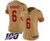 Women's San Francisco 49ers #6 Mitch Wishnowsky Limited Gold Inverted Legend 100th Season Football Jersey