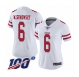 Women's San Francisco 49ers #6 Mitch Wishnowsky White Vapor Untouchable Limited Player 100th Season Football Jersey